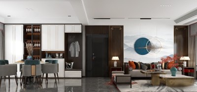 新中式客餐厅3D模型下载